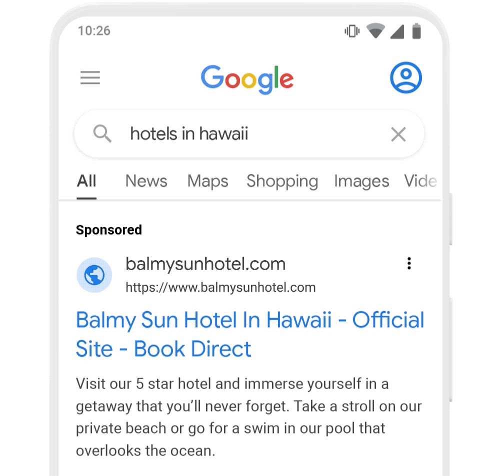 example Google Search Ad